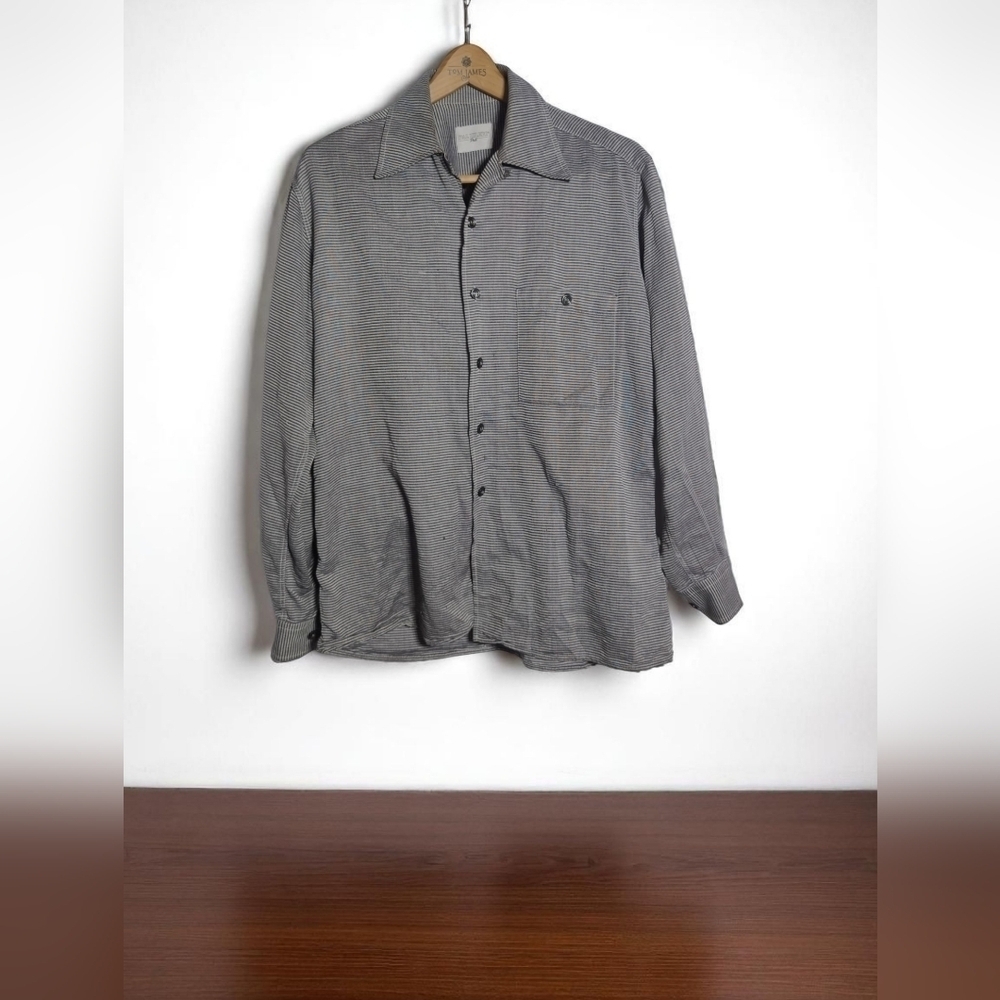Pal Zileri Striped Shirt Sz M in Gray and White